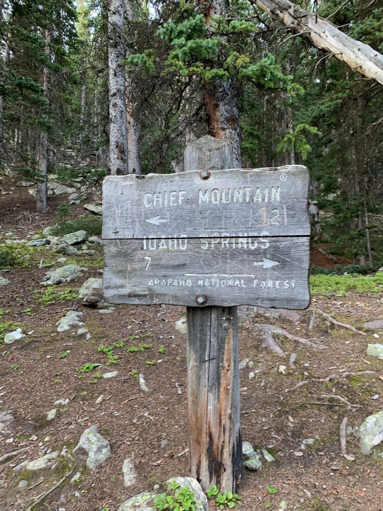Arapaho National Forest - Idaho Springs, Colorado - Chief Mountain Trail-picture of the sign on squaw pass rd