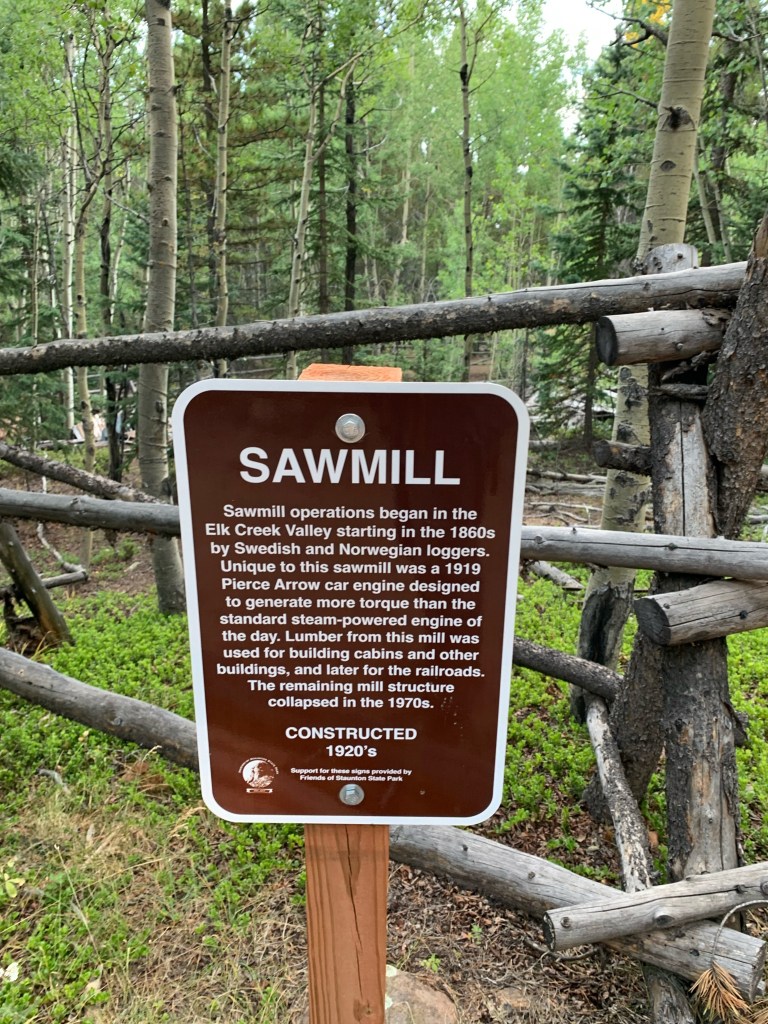 Staunton State Park - Pine, CO - Mason Creek and Staunton Ranch Trail Loop - sawmill sign